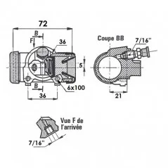 Cylindre de roue 1"1/8 (28.57mm) Simca Aronde P60 (AVG), Peugeot 403, 404 (ARG)