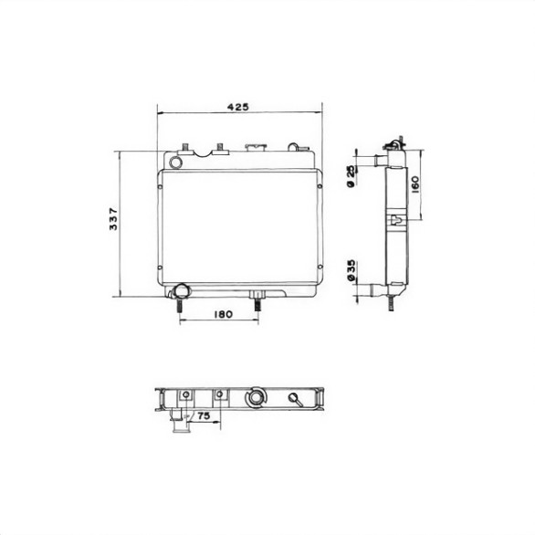 Aluminum radiator cooler for Renault R4 4L (Billancourt engine) from 1965 to 1977