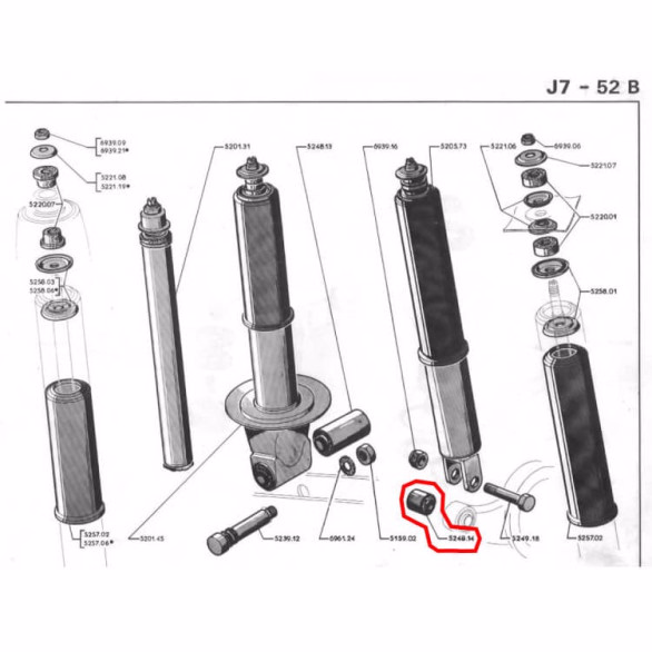 Silentbloc 14x32x24x20 d'amortisseur inférieur AR Peugeot J7, J9