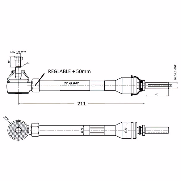 Biellette de direction Renault 4cv jusqu'à 1955. Alépoc.